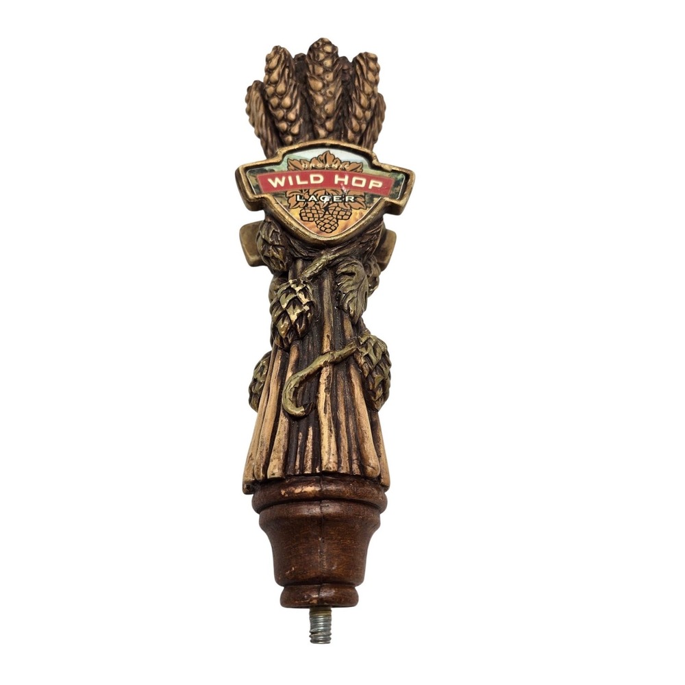 Wild Hop Brewing Co Organic Lager Beer Tap Handle Wheat Hops Sculptural Brown